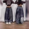 Amerikai Retro Tavaszi Hip Hop Stílus Trendi Laza Széles Szárú Rövidített Farmer