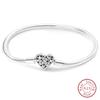 925 Silver Heart Shaped Series Love Forever Shining Zircon Bracelets Fit DIY Charm Beads Birthday Jewelry Gift