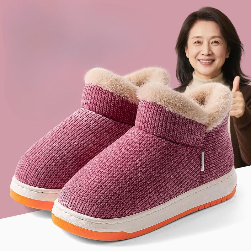 Heel Shoes for Warmth, Thick-soled Indoor Home Use, Fleece and Thickened Cotton Shoes