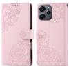 For Xiaomi Redmi 12 4G/5G (Global)/Note 12R 5G Deksel Roseblomst PU Lær Lommebok Telefondeksel med 3 Kortspor