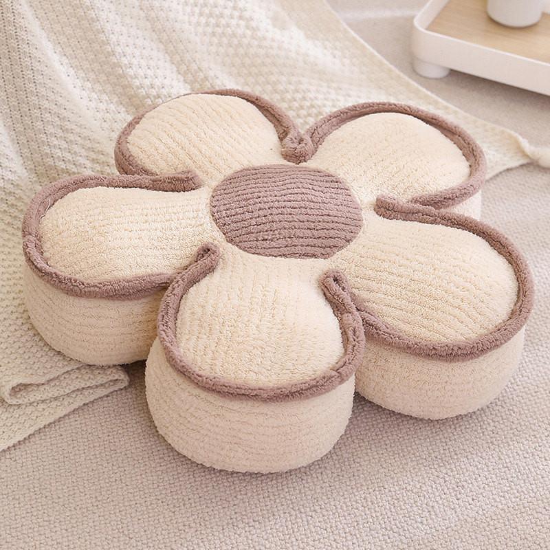 Cozy Plush Flower Cushion With Spliced Design Pillows For Sofa Bed Lounge Use