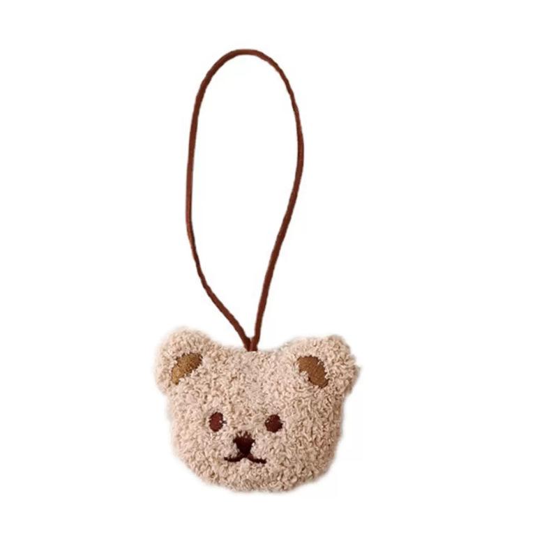Korean Cute Bear Head Doll Keyring & Name Tag Pendant for Kids' Backpacks