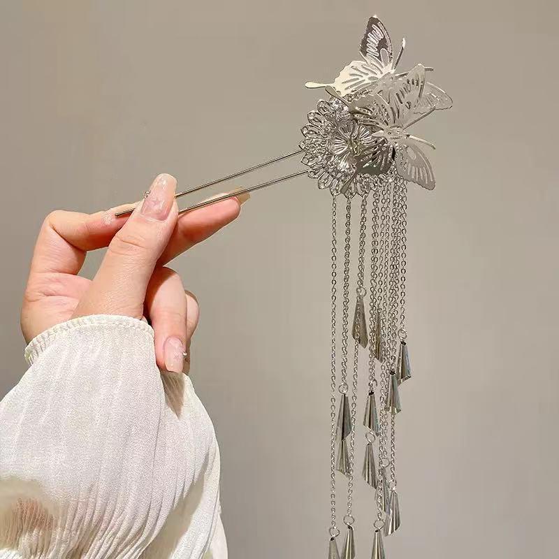 1PC Butterfly Tassel Hairpin Photography Tassel Dress Alloy Holiday Celebrations Exquisite Gift Classical Stage Performances