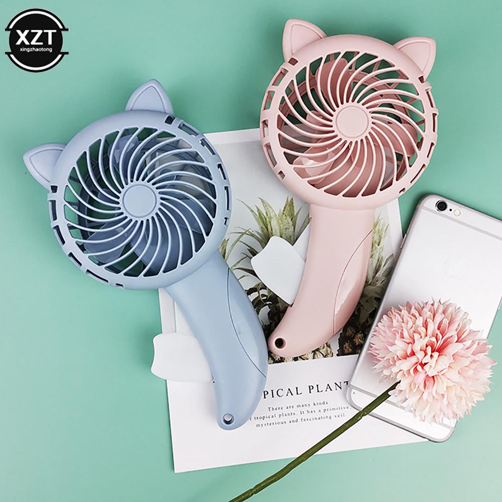 Mini Portable Hand Pressure Fan Without Battery Household Cartoon Cooling Air Conditioner for Children Kids Manual Fan 3 Colors