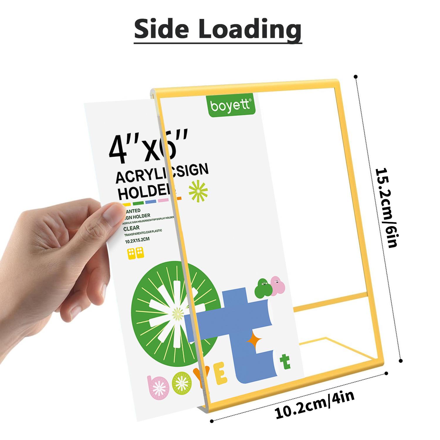 

Gold Borders Acrylic Sign Holder Picture Frame Display Stand Clear Paper Holder Table Menu Stands for Wedding Office Restaurant 5 Pack