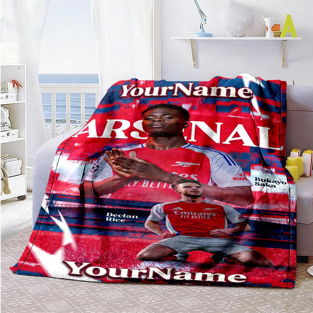 Arsenal Personalized Text Blanket Cozy Customizable Blanket Durable Comfort Throw For Chair Seaside Bedding Bed Four Seasons Universal