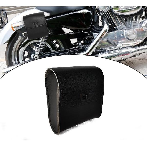 Pu Leather Bike Storage Universal Motorcycle Saddle Luggage Side Tool Bag Black