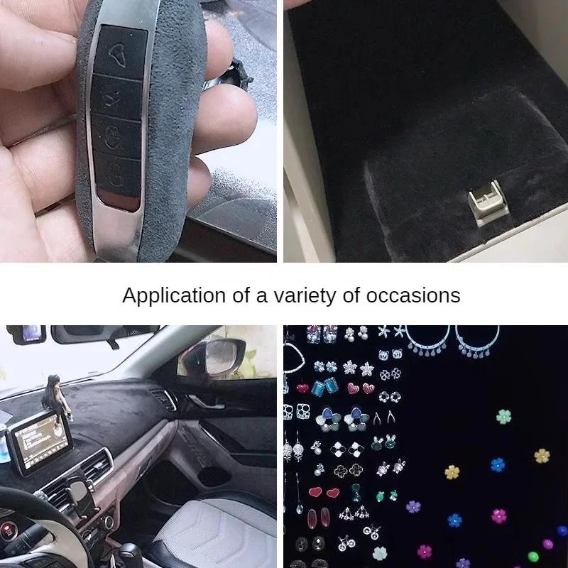 Self-adhesive Suede Fabric Thickened Elastic By Half A Meter for Car Decoration Gift Box Package Diy Sewing Cloth Wearable Black