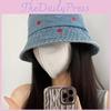 Loving Heart Retro Pattern Fisherman Hat Unisex Denim For Activities Outdoor