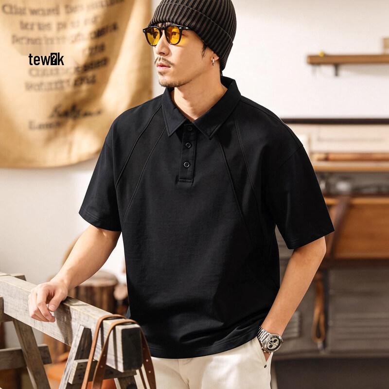 Jielino Men's Retro Loose-Fit Cotton Polo Shirt