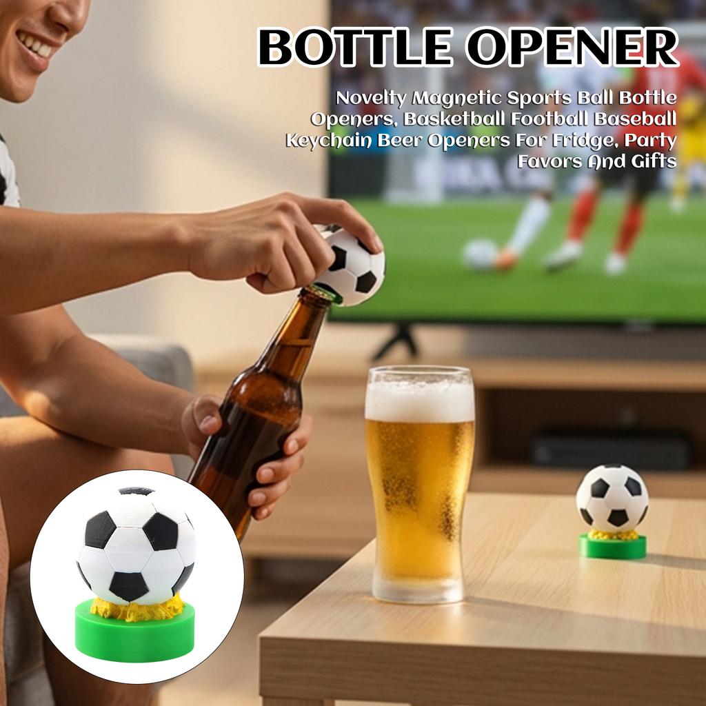Novelty Magnetic Sports Ball Bottle Openers, Basketball Football Baseball Keychain Beer Openers For Fridge, Party Favors And Gifts