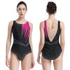 Women Shiny Rhinestone Ballet Dance Leotard Rhythmic Gymnastics Athletic Activewear Competition Costume Sheer Mesh Bodysuit