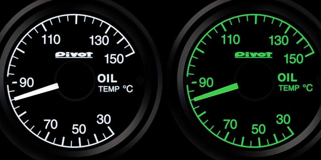 Pivot GT Oil Temperature Gauge with White Lighting GAUGE-52 (GSO-5)