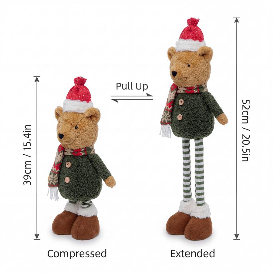 Nordic Christmas Extendable Teddy Bear Ornament