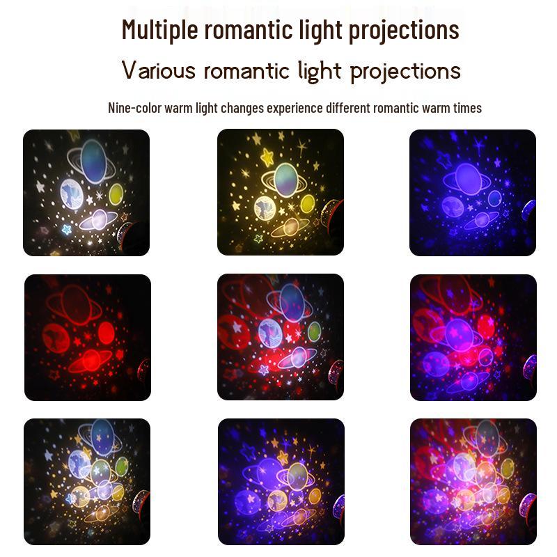 Adorable Starry Sky Night Light Projector for Kids - Seven-Color Rechargeable Atmosphere Lamp