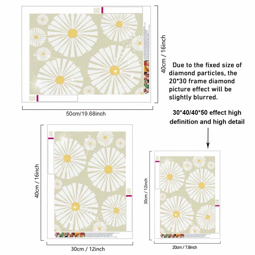 DIY Full Drill Diamond Painting Kit White Daisy Flowers Pattern Rhinestone Canvas Art for Cozy Room Decor and Gift for Friends and Family