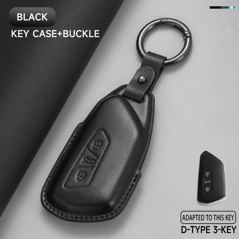 Genuine Leather Car Key Case Cover Key Bag For VW Volkswagen Golf 8 MK8 ID.3 ID.4 Cupra Skoda Octavia A8 Protect Set Accessories