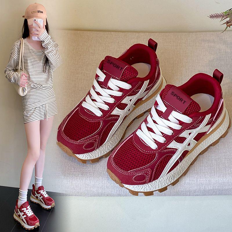 Mesh Forrest Gump Shoes Women's 2025 New Autumn Feet Small Breathable German Training Shoes Versatile Color Matching Small Waist Casual Shoes