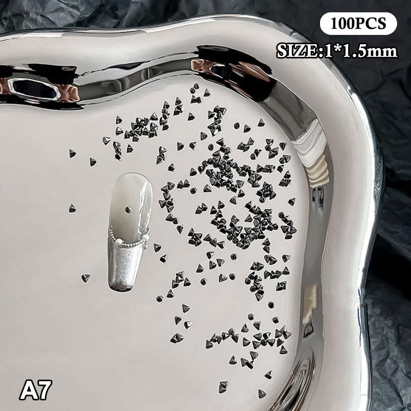 100Pcs Punk Rivet Nail Charms Cone Mixed Sized Nail Art Studs Stylish Alloy Spike 3D DIY Nails Decor