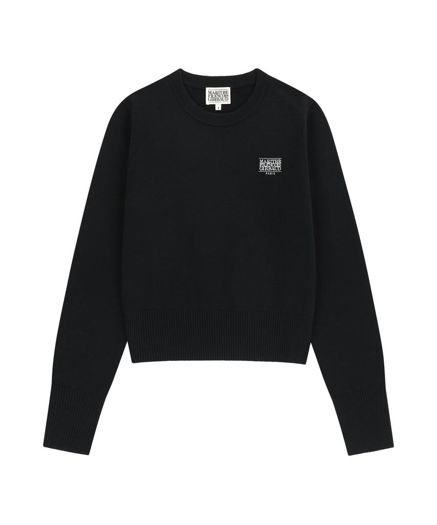 Malittepeulangsowajeobeo W Small Classic Logo Crop Knit Pullover Black
