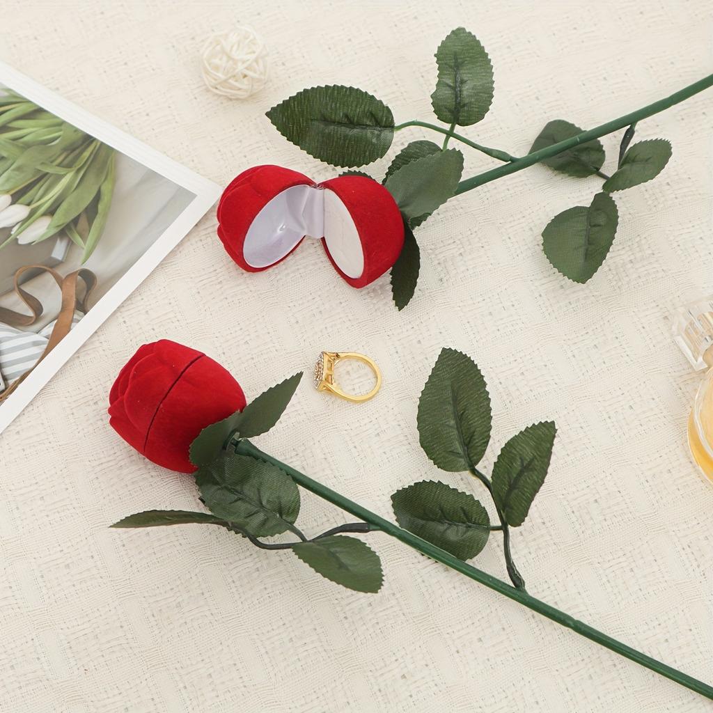1 Stück - Simulierte Rosen-Ringbox, Rosenstrauß-Verlobungsringbox, Heiratsantrags-Ringbox, hochzeitsspezifische romantische Geschenkbox