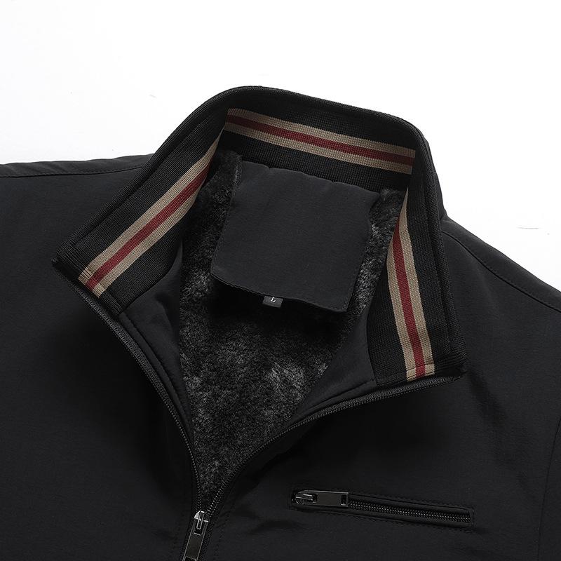 Men's Winter Warm Jackets With Fleece Lined Casual Lightweight Windproof Coat With Pockets Stand Collar Work Jacket for Men Thick Thermal Cargo Jacket