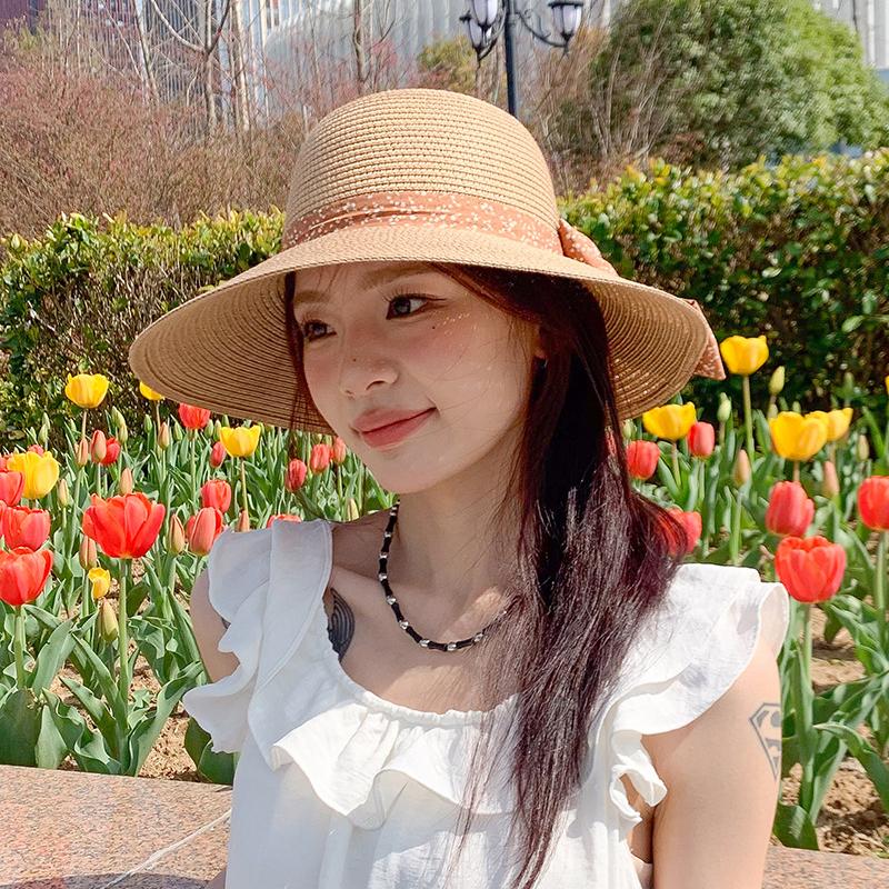 Elegant French Retro Straw Sun Hat for Women - Breathable, Wide Brimmed Beach Cap with Bowknot Design Outdoor Accessories|Elegant French Style