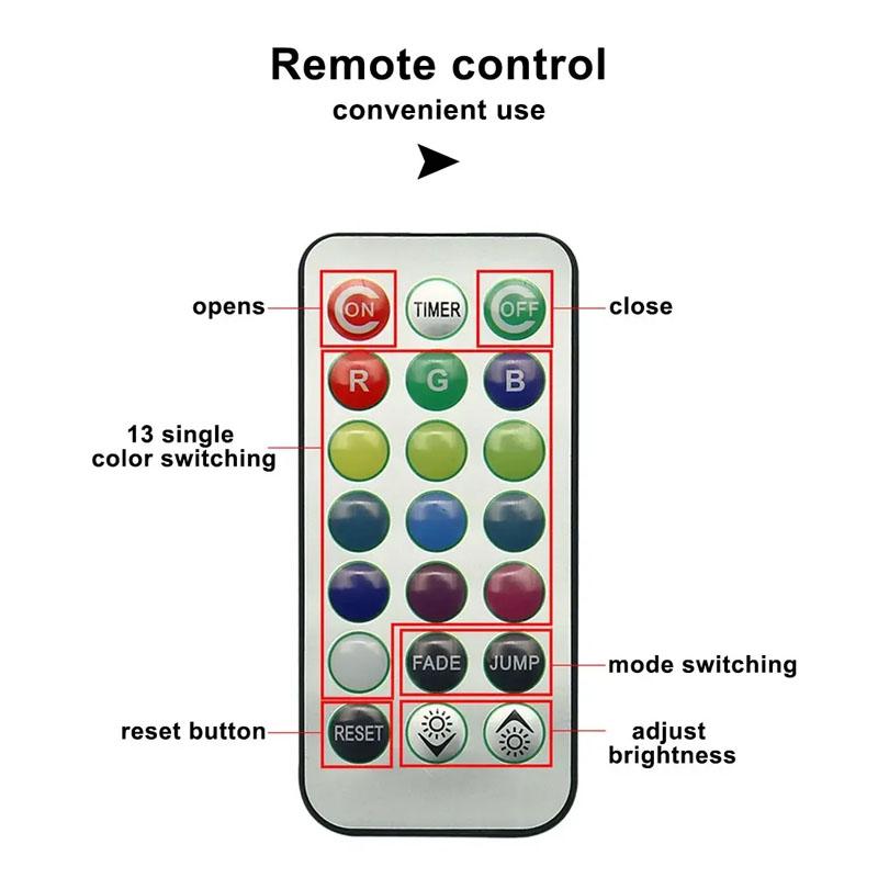 Wireless LED Car Interior Ambient Light Remote Control 13 Colors Diamond Diving Light Auto Roof Foot Atmosphere Lamp Decoration