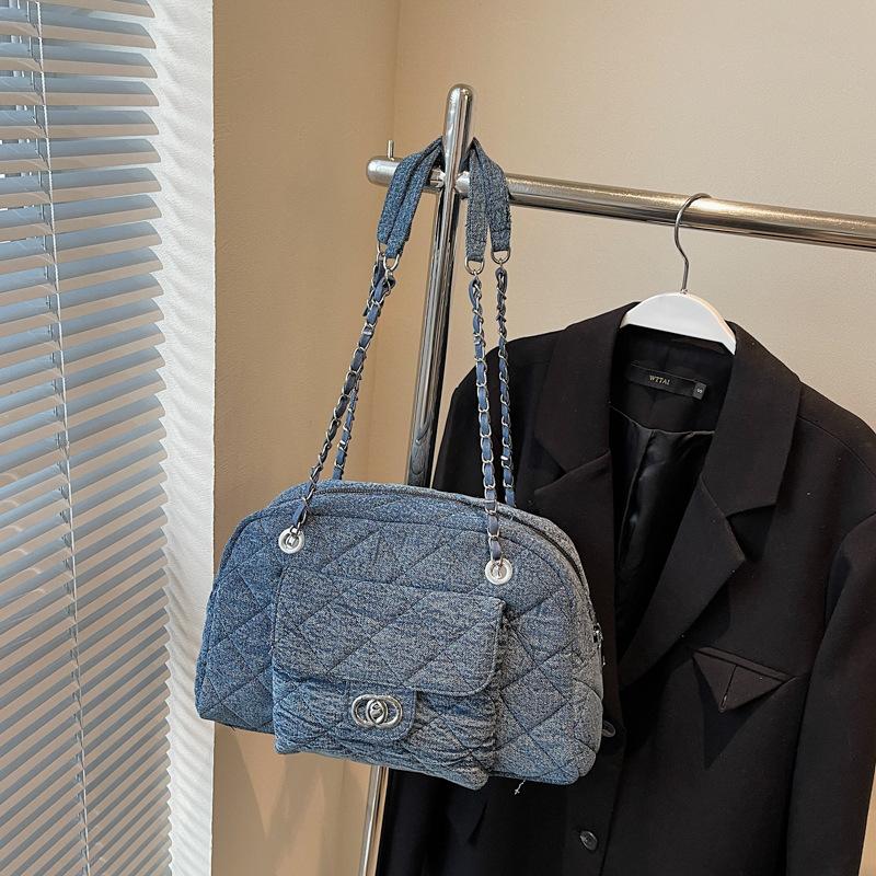 Retro And Old Denim Bags, Fashionable And Simple Commuting In Autumn And Winter, Underarm Bags, Women'S Large-Capacity Tote Bags