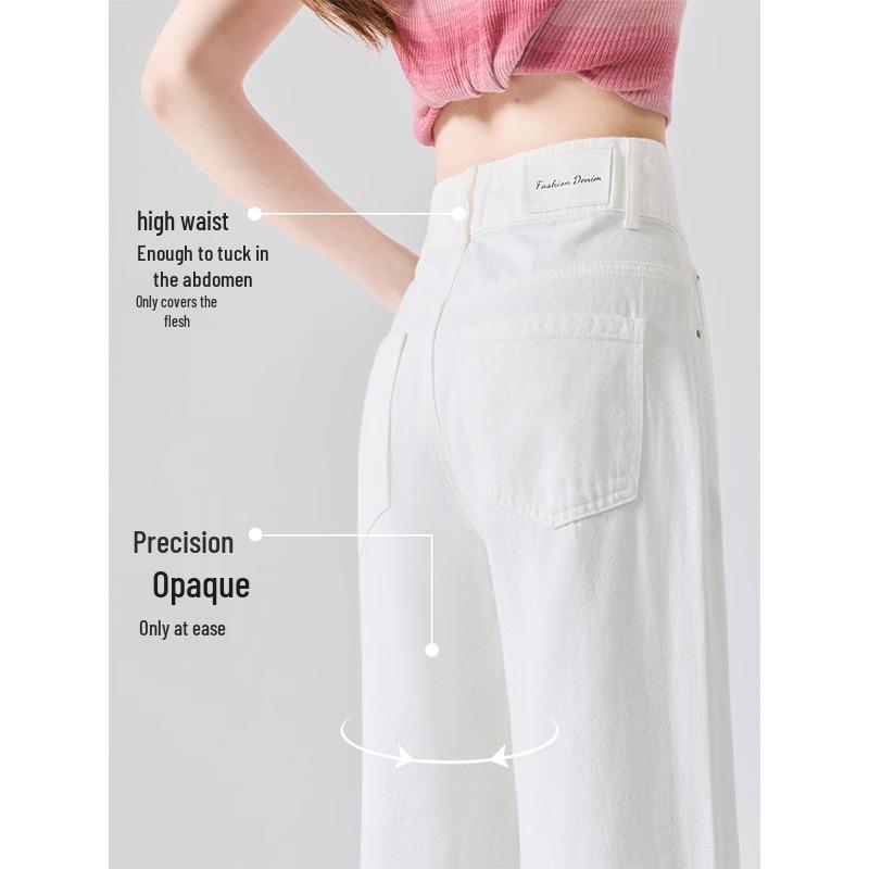 Extra Long High Waist White Wide Leg Jeans for Tall Women - Slim Fit, Spring/Autumn 2025