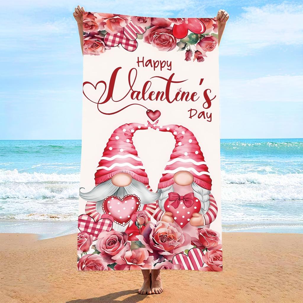 Romantic Red Love Heart Print Polyester Beach Towel Quick Dry Sandproof Bath Towels Summer Swimming Pool Vacation Blanket Mat