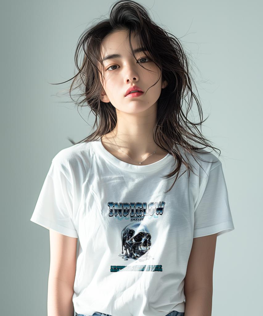INDIGLOW 3D Skull Melt Vintage Graphic Print T-Shirt