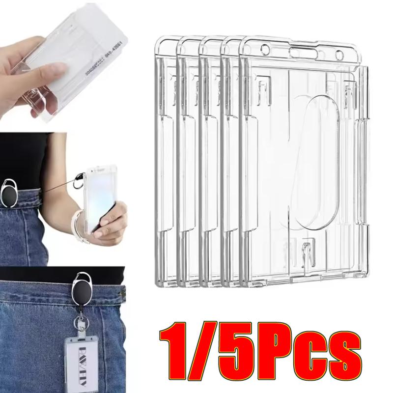1/5Pcs Cards Holder ID Credit Card Cover Badge Protector Office School Supplies Retractable ID Badge Reel For Badge Holder NEW
