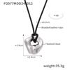 Qiong Yao Stainless Steel Curved Pendant Necklace with Black Leather Cord, Adjustable Length, Simple High-End Design for Women.