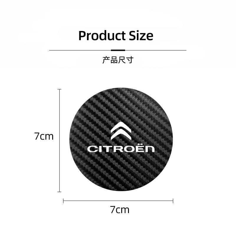 AGN4 2Pcs Car Emblem Cup Trough Mat Carbon Fiber Leather Cup Pad For Citroen C3 C5 AIRCROSS C5X C4 Cactus PICASSO e-C3 C1 C-Crosser