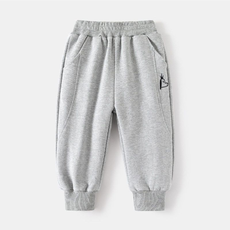 Children s Spring and Autumn Jogger Pants for Boys, Thickened Sweatpants, Long Pants, Casual Pants for Baby Boys Gray 120