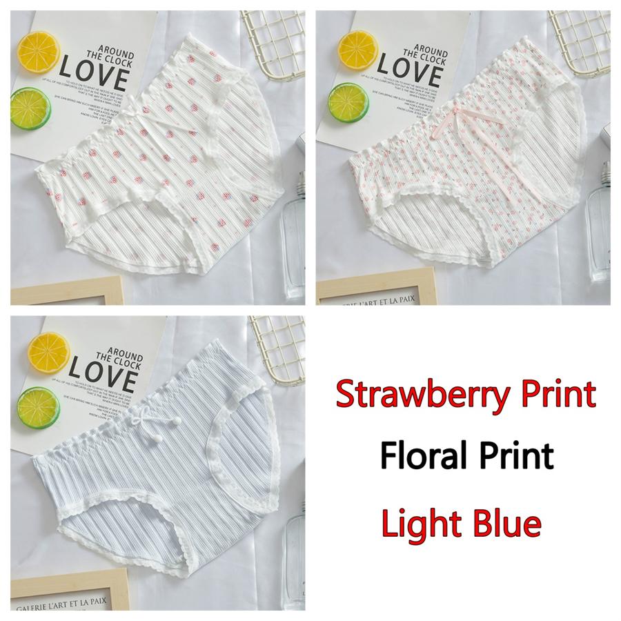 3PCS/Set Cotton Panties Women Underwear Panty Fashion Thread Bow Briefs Lovely Girl Seamless Underpants Female Lingerie Selling