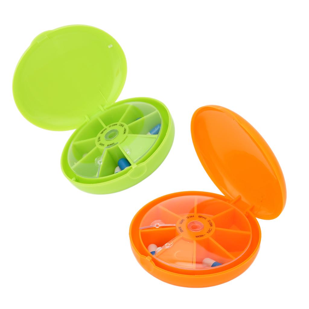 Seven Grids Rotating Pills Box Round 7 Compartments Pills Organizer for Home Travel