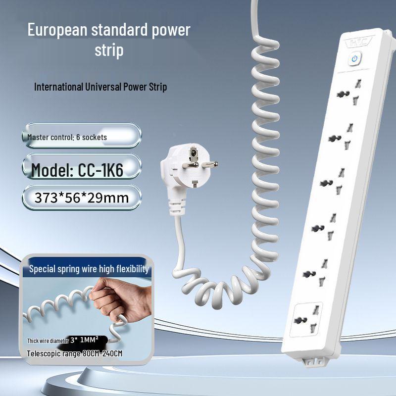 European Standard German Power Strip Extension Cord Adapter for Cross-Border Use