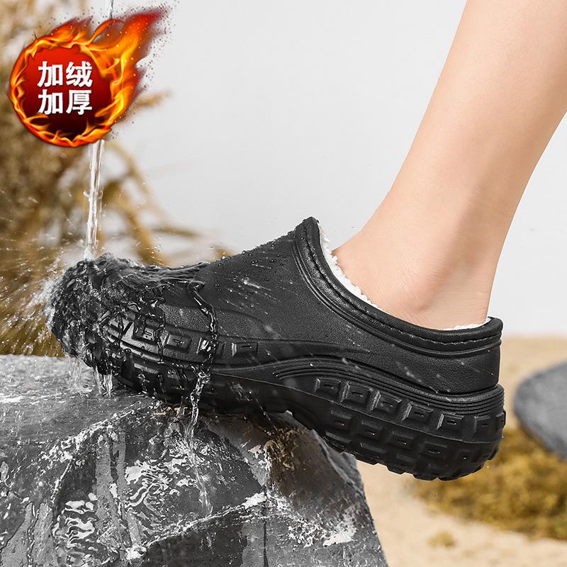 Winter velvet warm cotton shoes waterproof and non-slip black labor insurance shoes