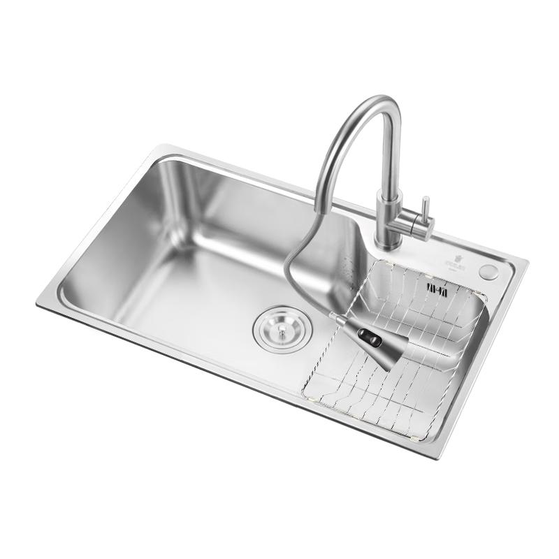 OULIN 304 Stainless Steel Single Bowl Kitchen Sink with Faucet