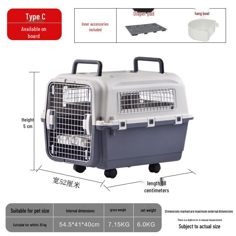 Portable Plastic Pet Carrier for Small/Medium Pets - Detachable Airline-Approved Transport Box