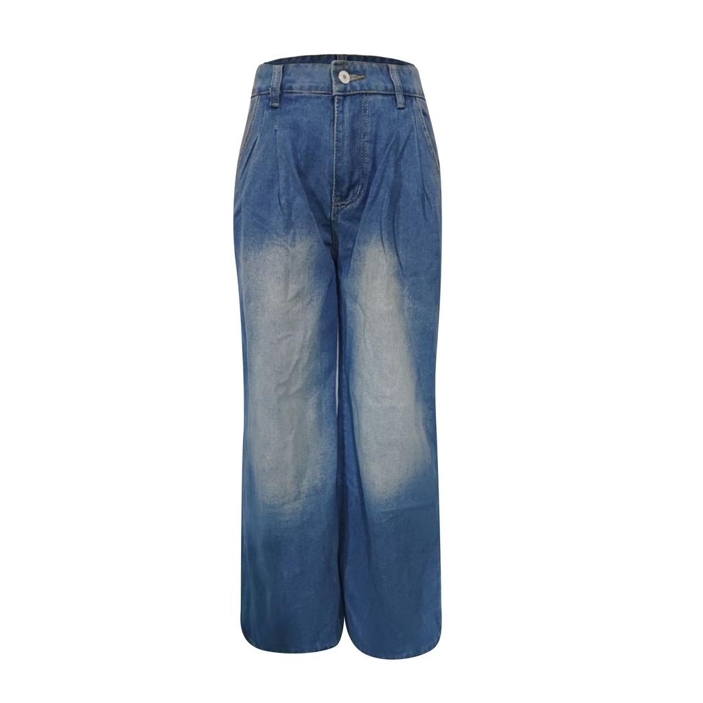 Pantaloni da donna in denim classici versatili a vita alta alla moda