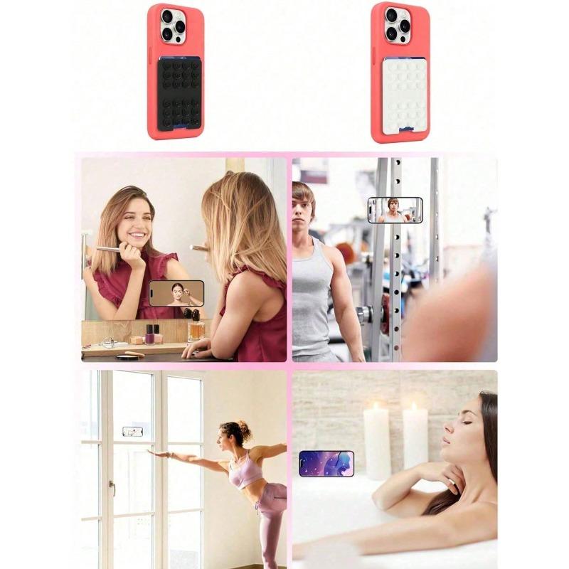 Silicone Suction Cup, Upgraded Suction Cup Card Holder, Square Single-Sided Phone Suction Cup Holder, Sticky Phone Case Holder