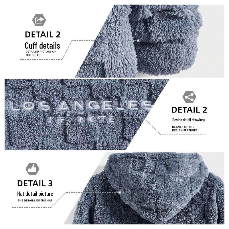 2026 Loose Lambswool Hooded Casual Sports Pullover Jacket