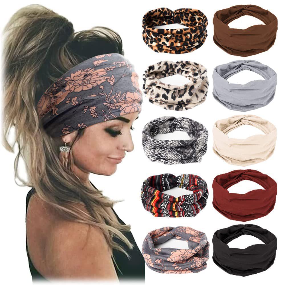 Bohemian Wide Yoga Sports Headbands for Women, Elastic Workout Hairbands & Fitness Hair Accessories