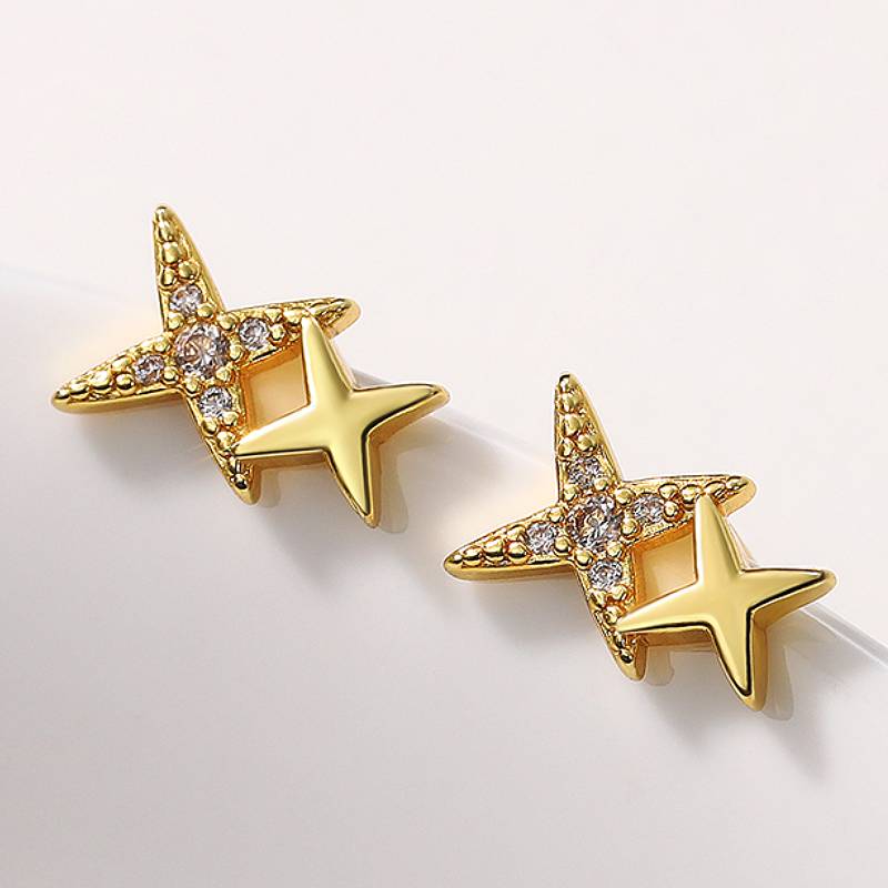 Xiaomi Huitan Star Shaped Women Stud Earrings Fresh Style Lady Accessories for Party Daily Trendy Wedding Chic Jewelry Inlaid Shiny CZ