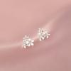 925 Silver Three Flowers Stud Earrings For Women Elegant Luxury Fine Jewelry Engagement Accessories
