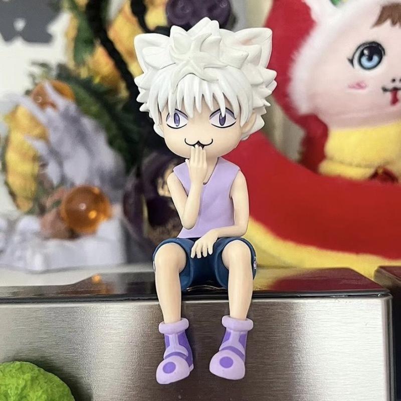 Japan Anime Killua Zoldyck Silver Hair Q Version Sitting Posture Static Character Model Desktop Decoration Friends Birthday Gift