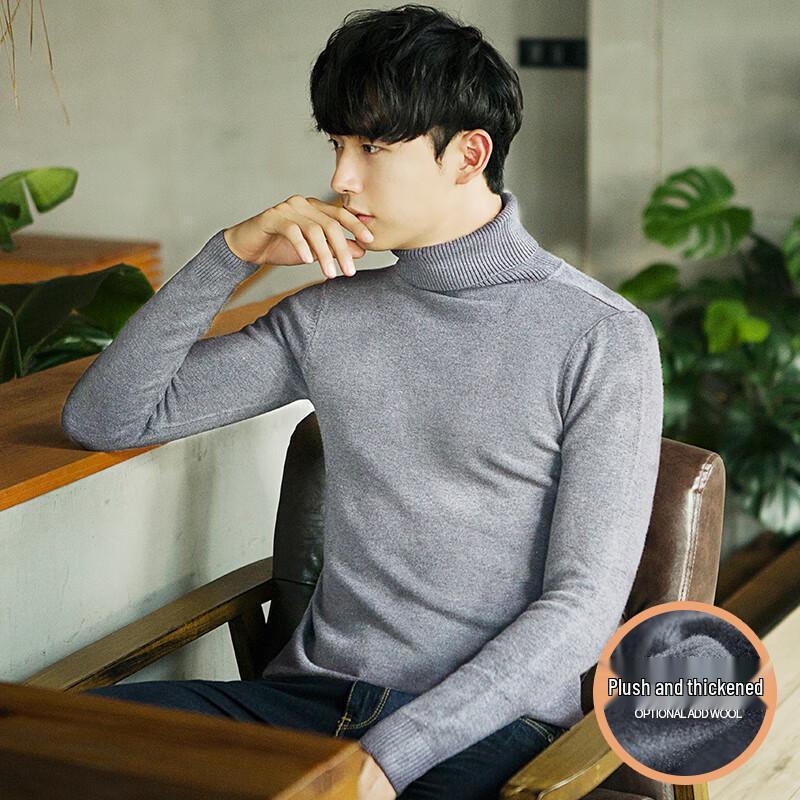 W.xuan Men's Korean Style Turtleneck Knit Sweater